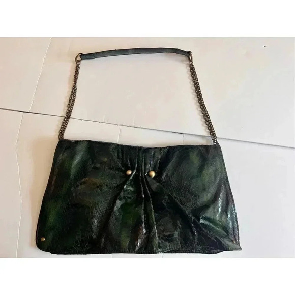 Vintage Deena & Ozzy Snakeskin Print Leather Small Handbag Clutch Wallet - Picture 7 of 11